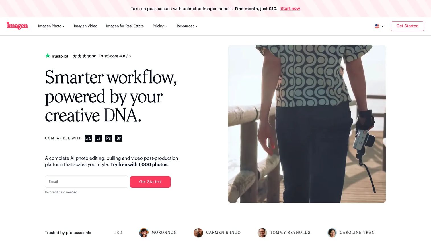 Imagen AI photo culling and editing homepage