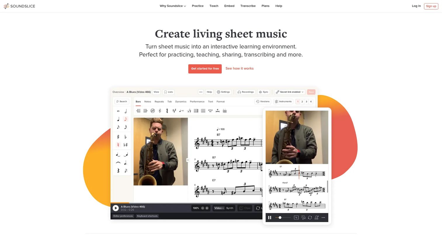 Soundslice web-based notation and practice interface
