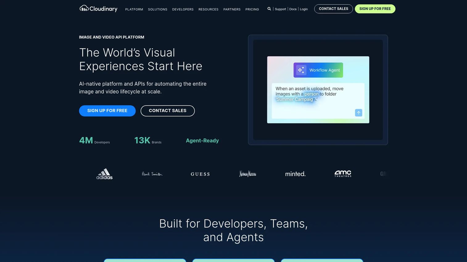 Cloudinary homepage