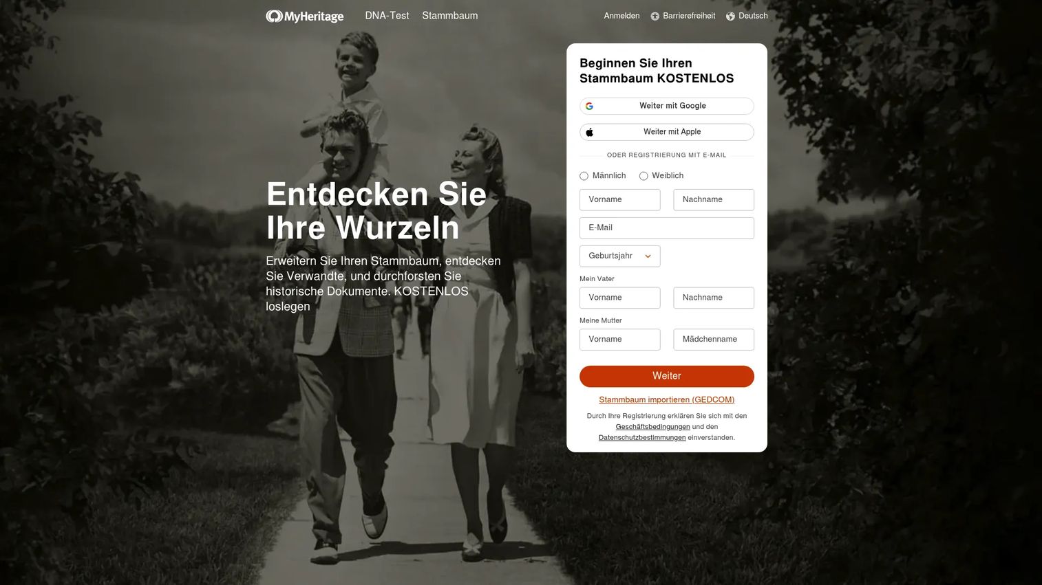 MyHeritage genealogy and photo tools homepage