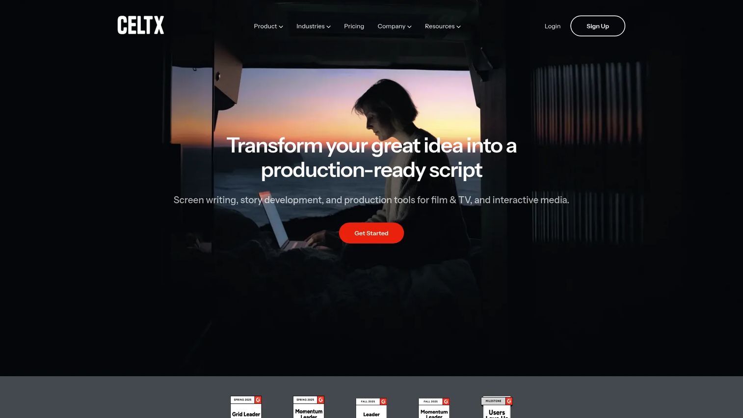 Celtx screenwriting software homepage