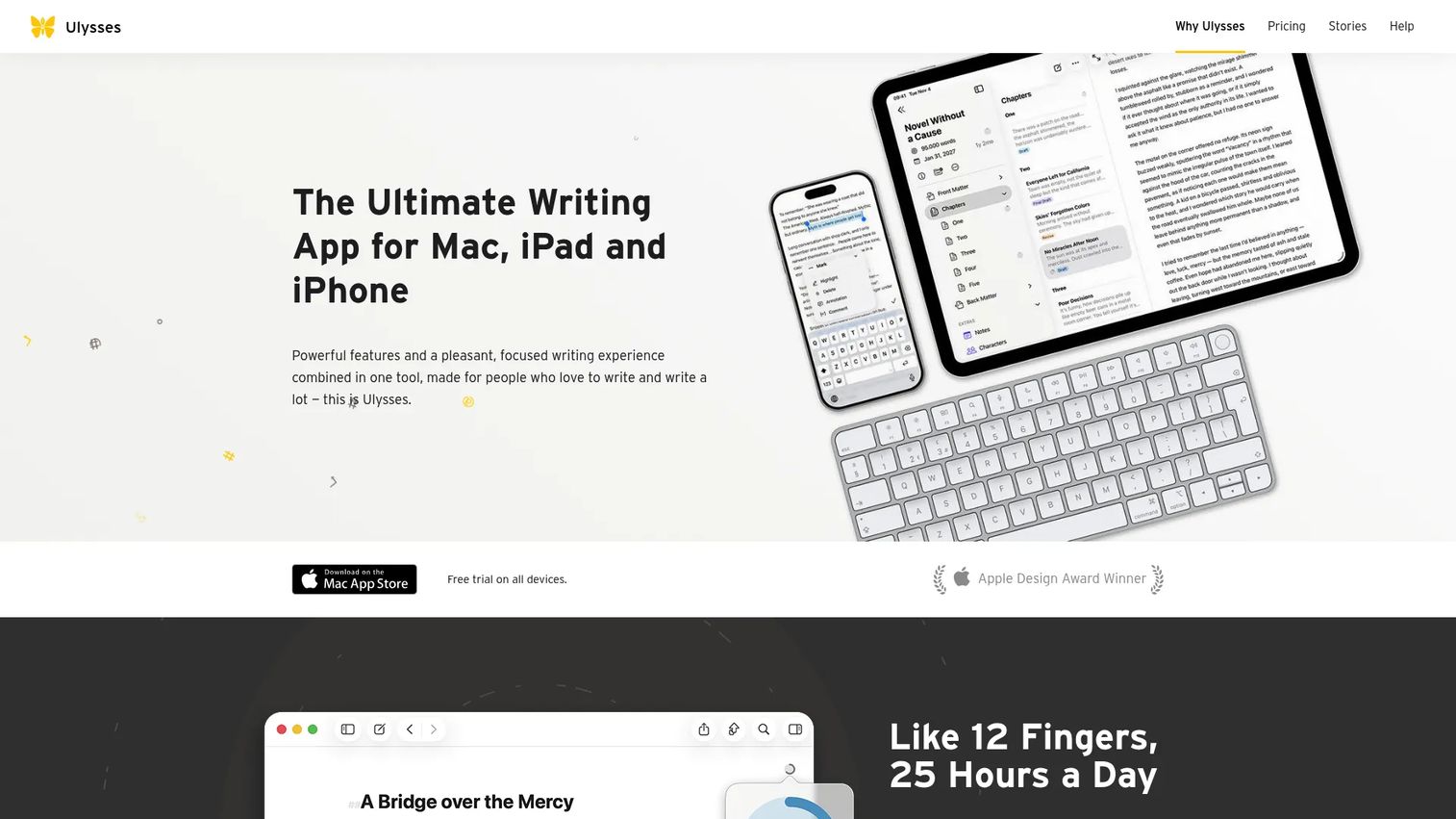 Ulysses writing app homepage