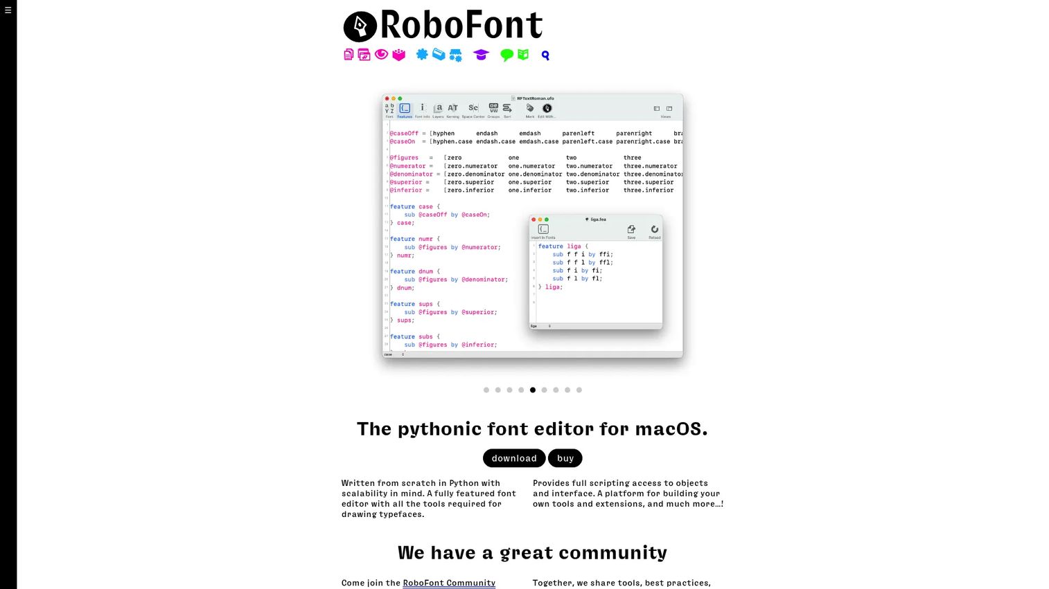 RoboFont scriptable macOS font editor homepage