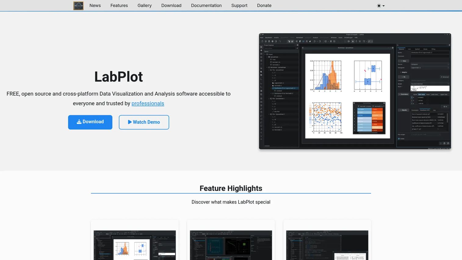 LabPlot open-source data visualization and analysis interface