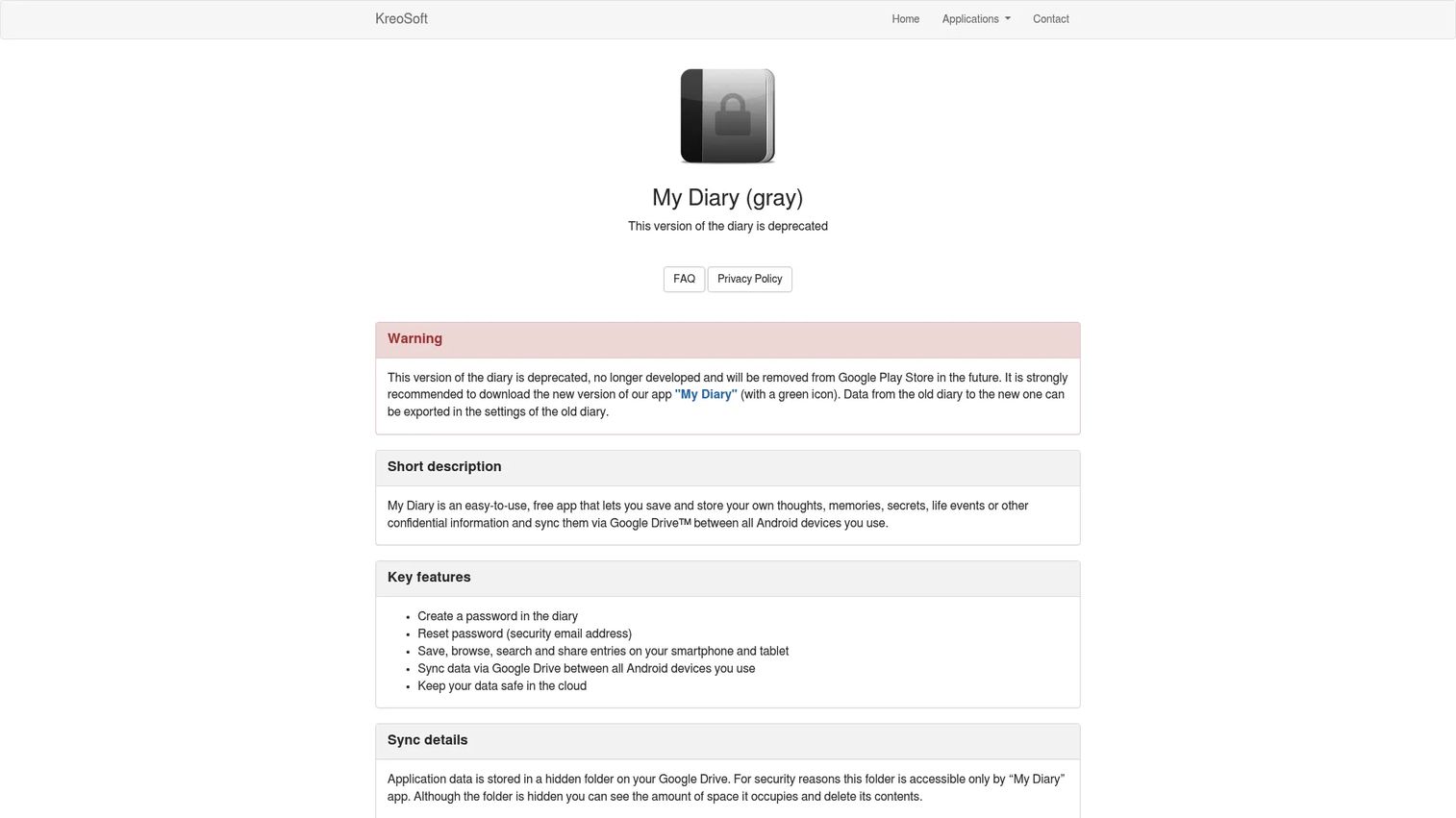 My Diary app page from KreoSoft