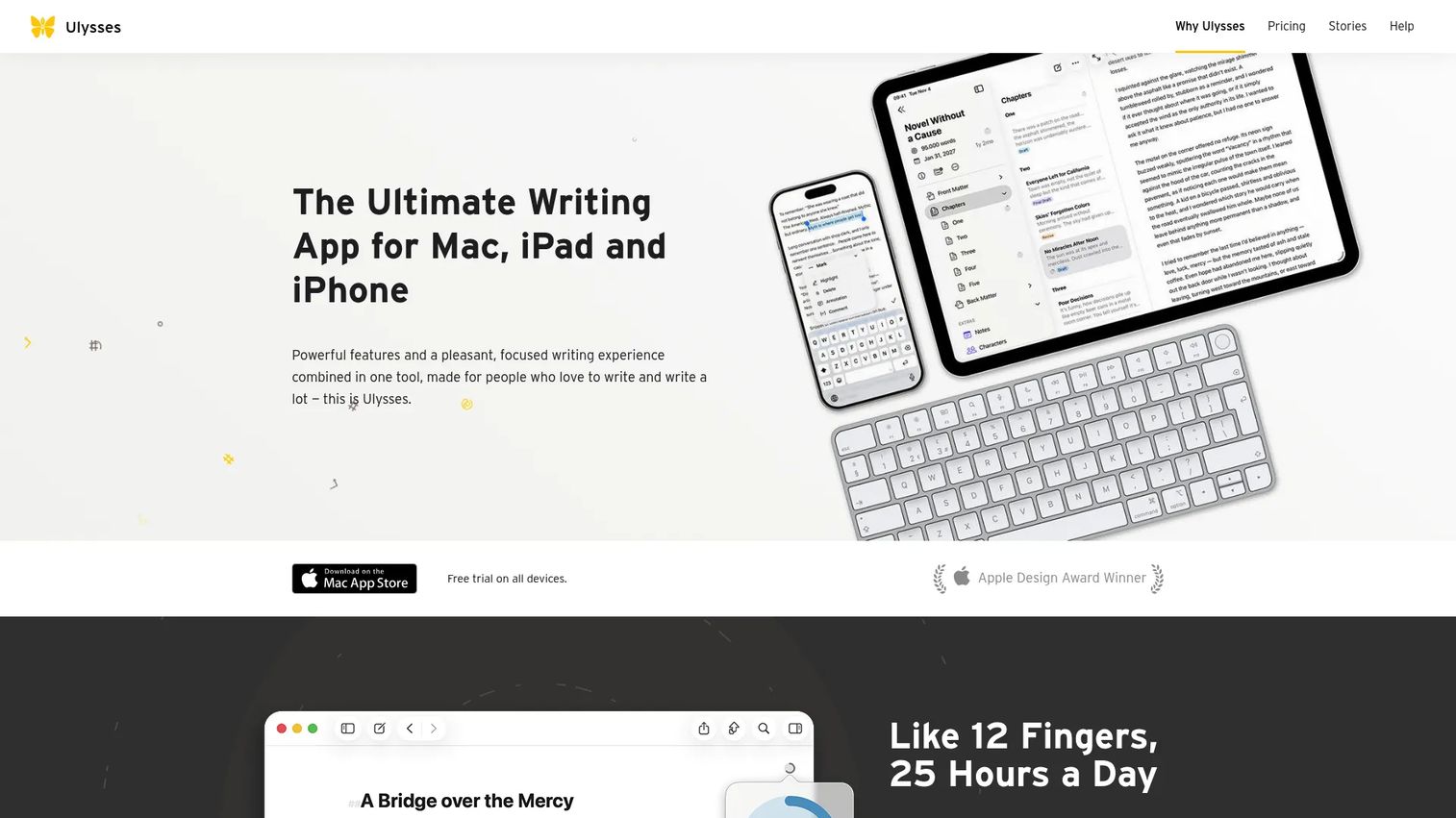 Ulysses writing app homepage