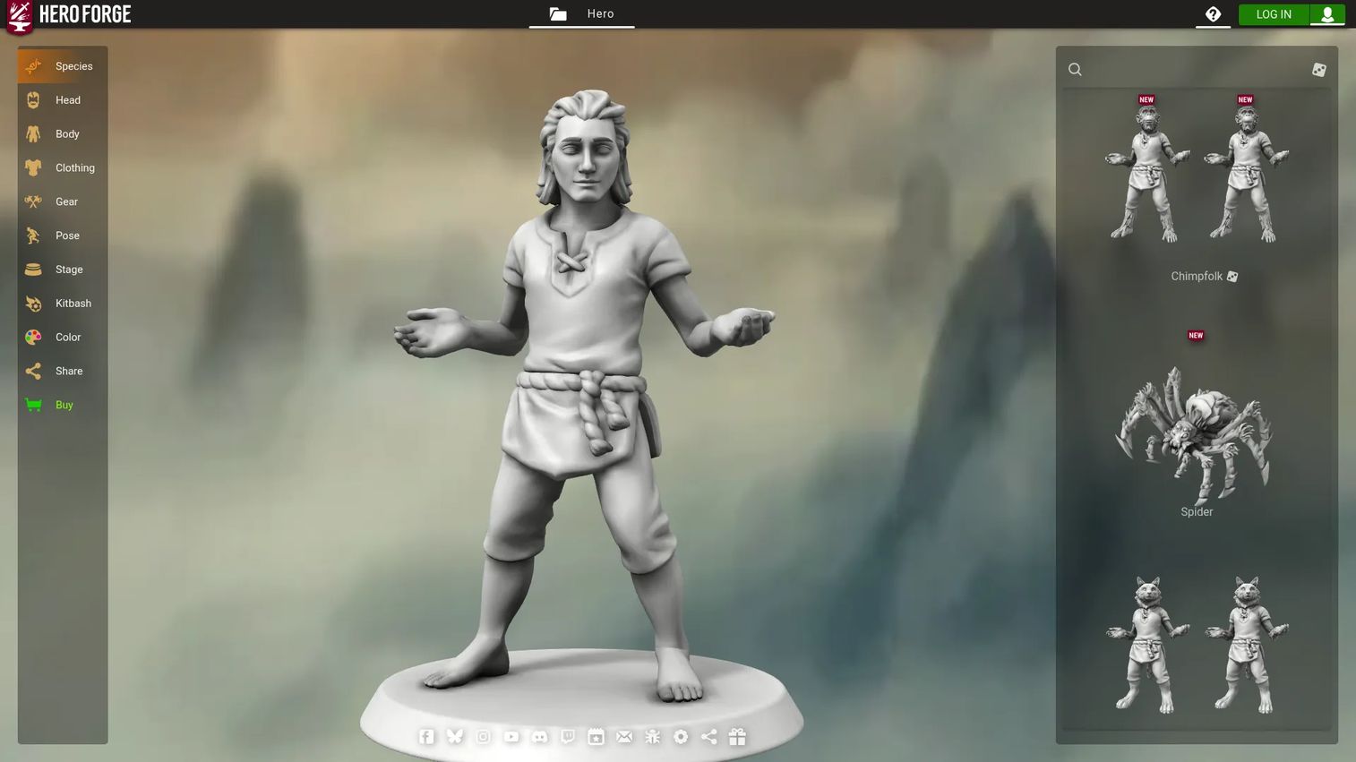 Hero Forge browser-based 3D character creator for tabletop miniatures