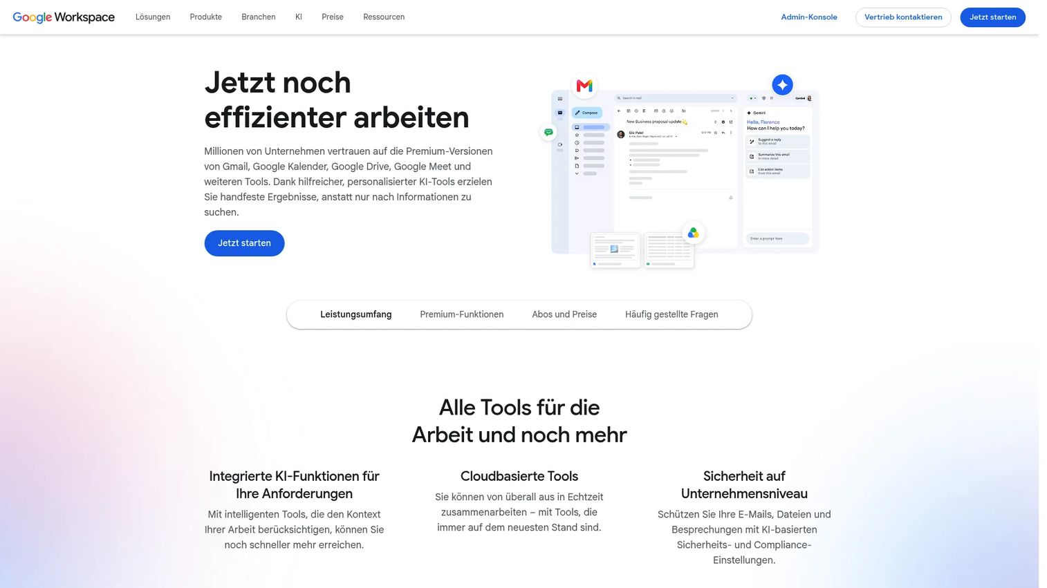 Google Workspace homepage screenshot