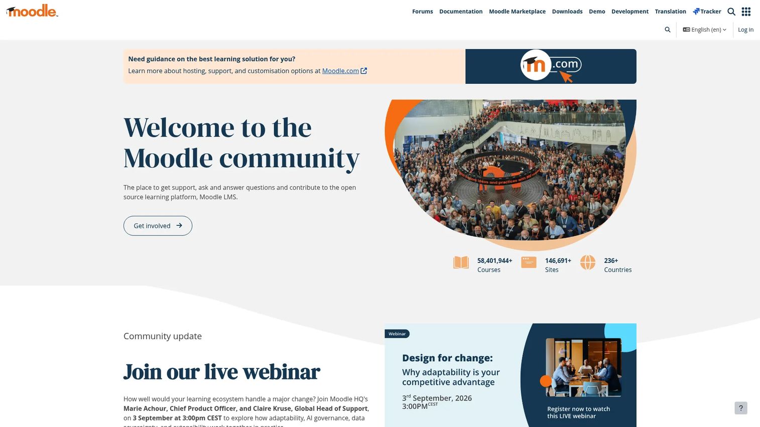 Moodle LMS homepage screenshot