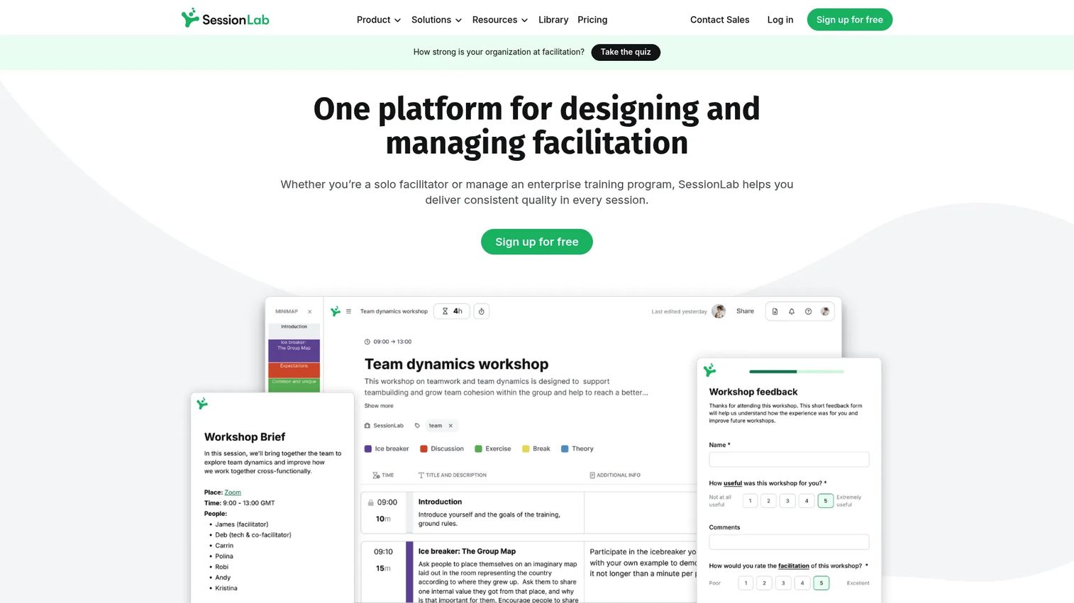SessionLab homepage screenshot