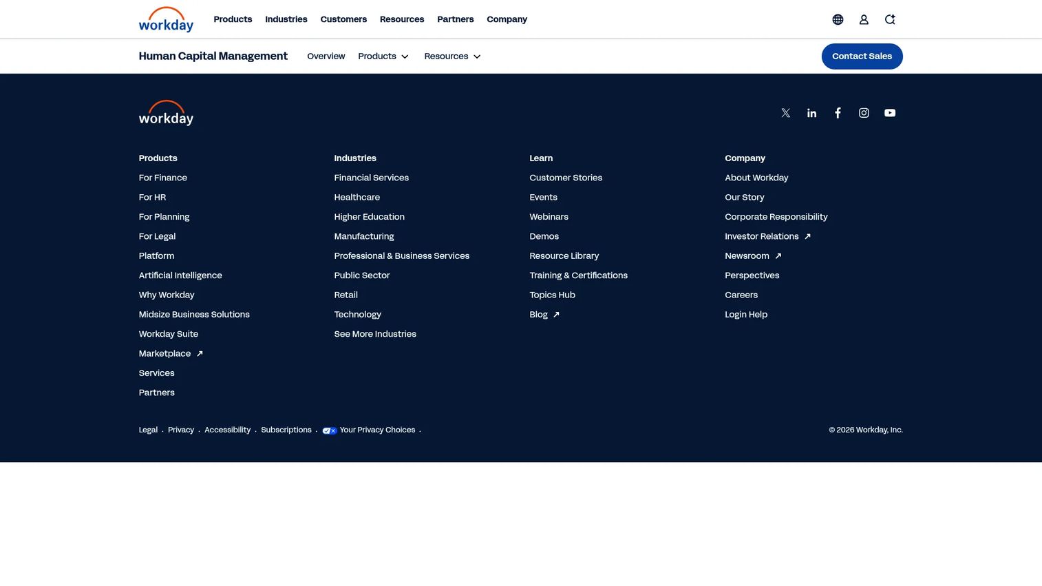 Workday Human Capital Management homepage