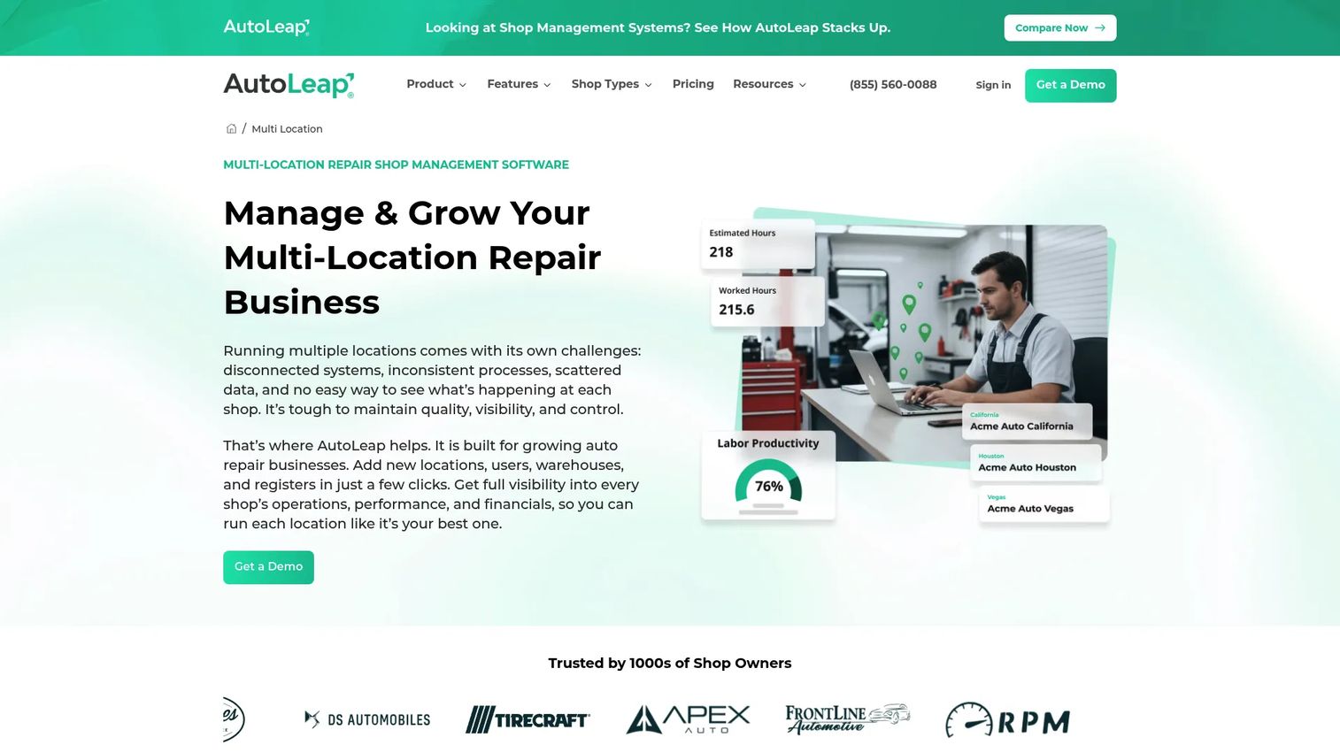 AutoLeap homepage screenshot