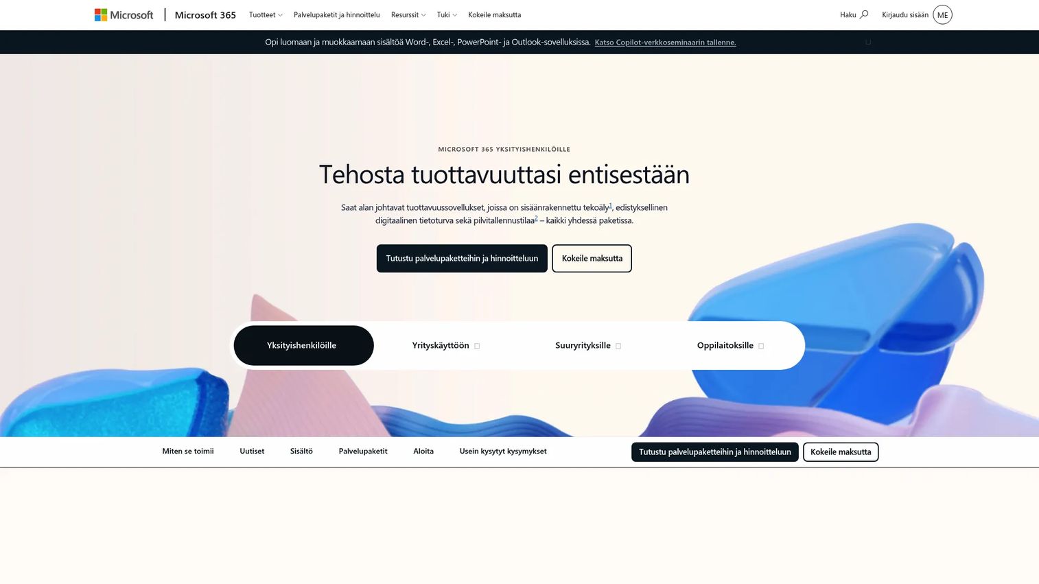Microsoft 365 homepage screenshot