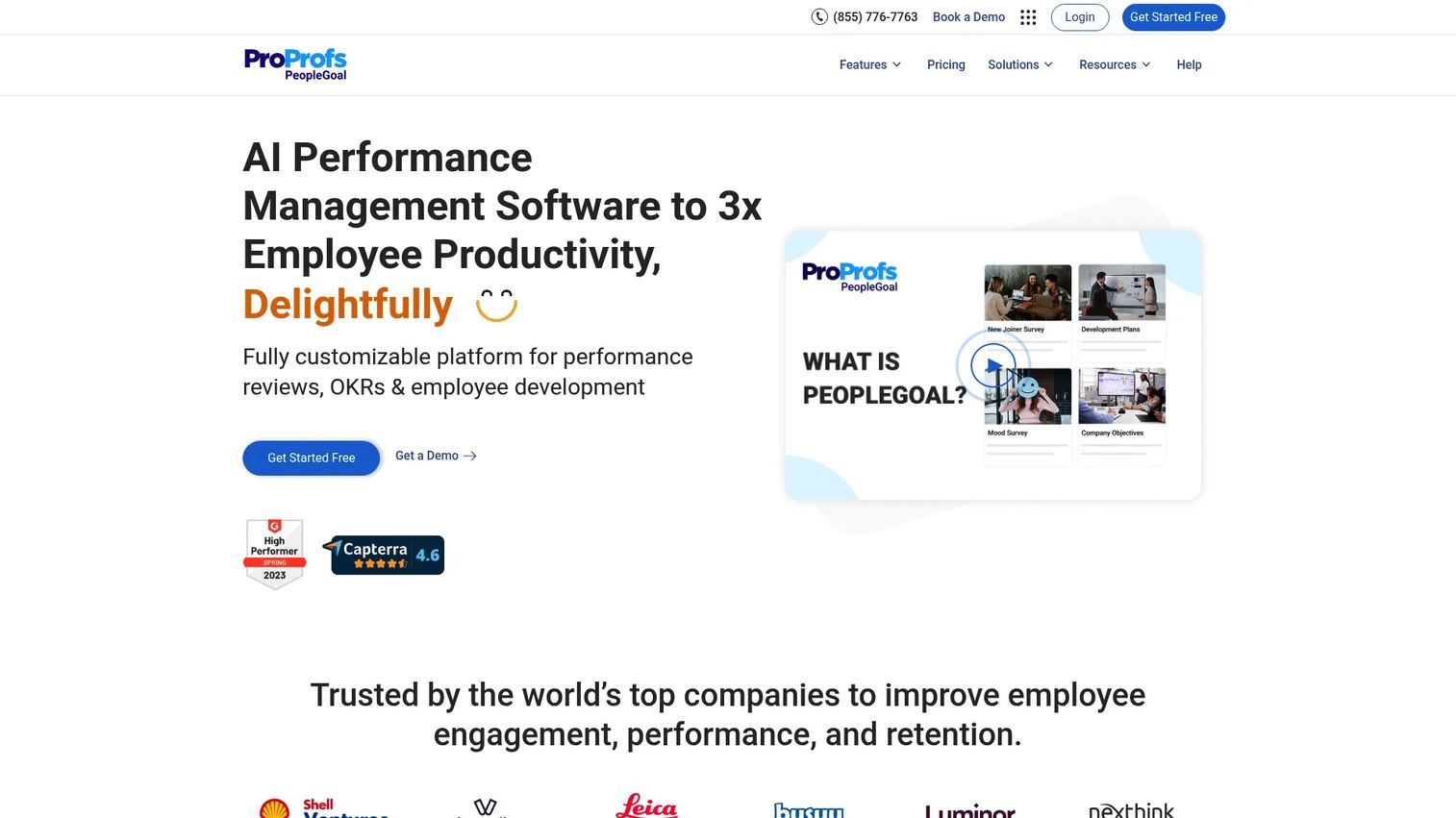 PeopleGoal homepage screenshot