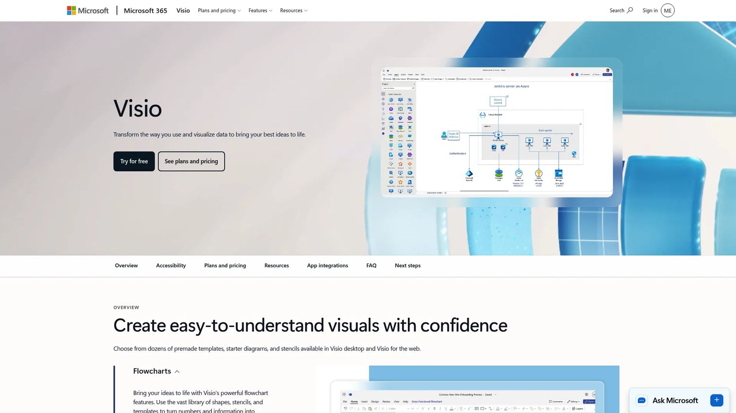 Microsoft Visio homepage screenshot