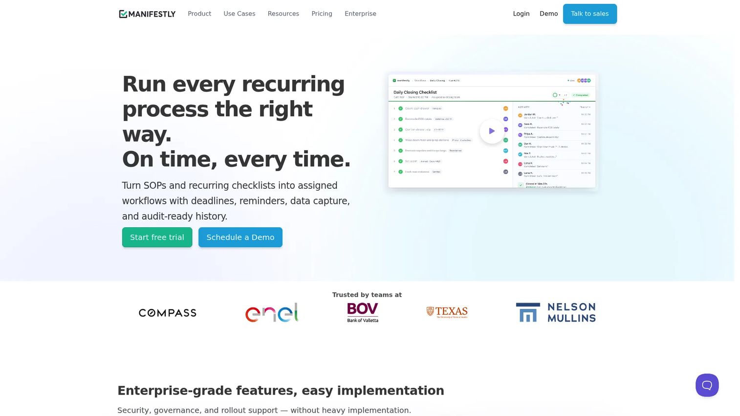 Manifestly homepage screenshot