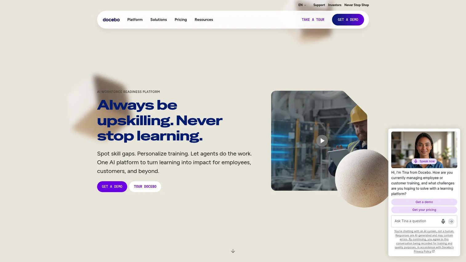 Docebo homepage screenshot