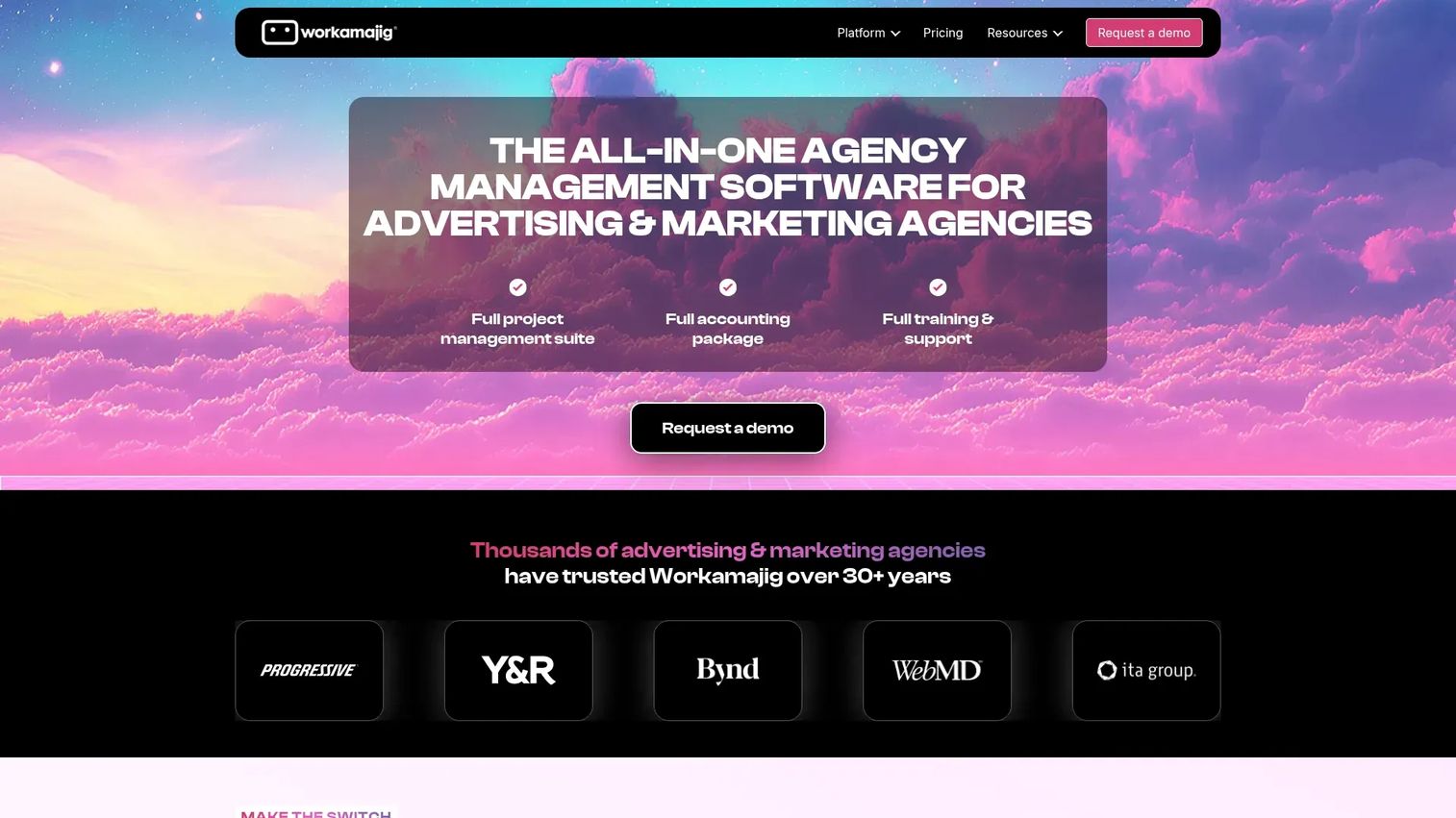 Workamajig homepage screenshot