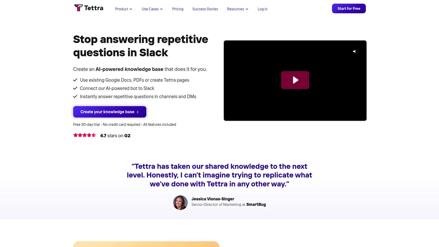Tettra internal knowledge base interface