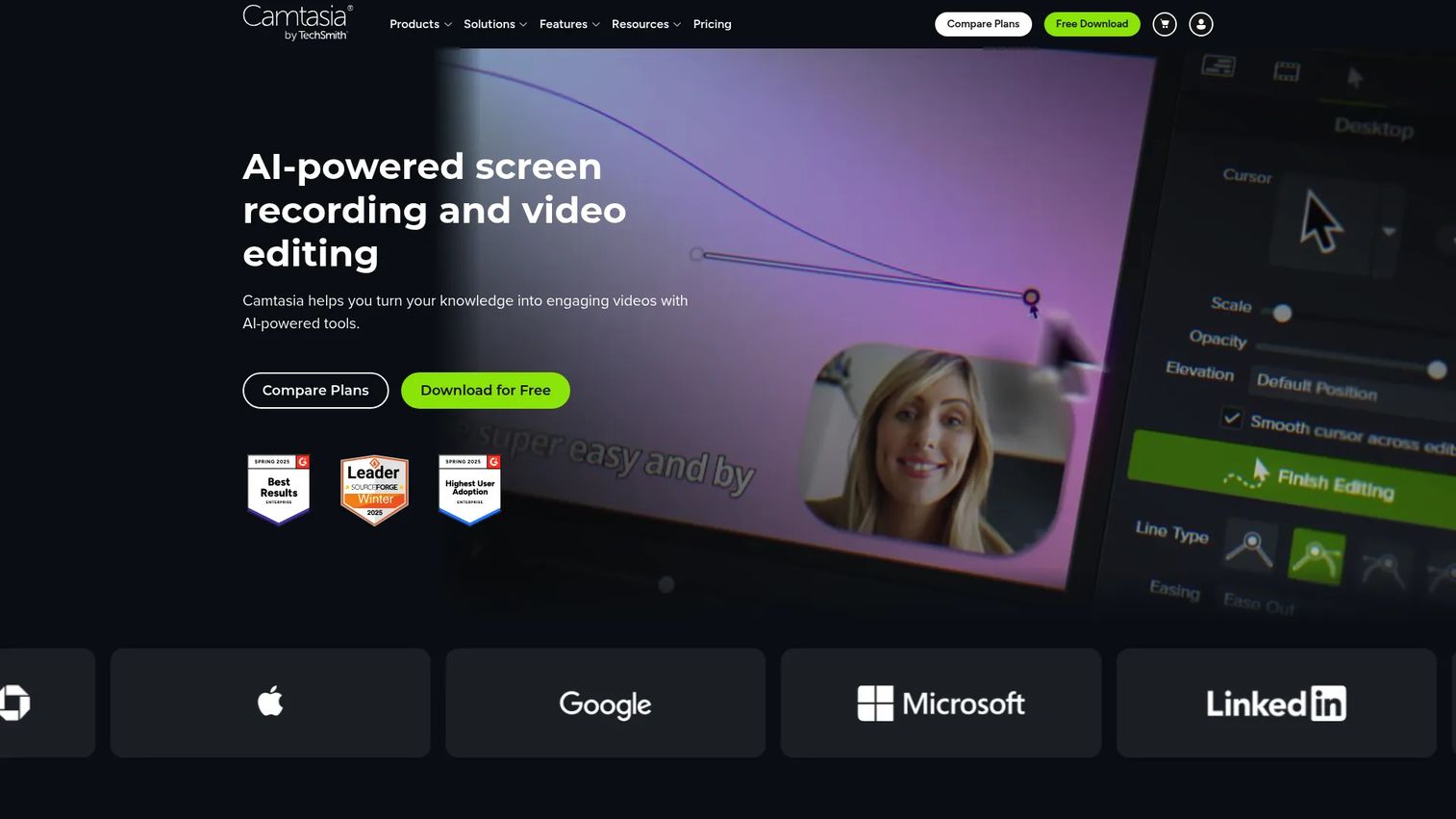 Camtasia website screenshot
