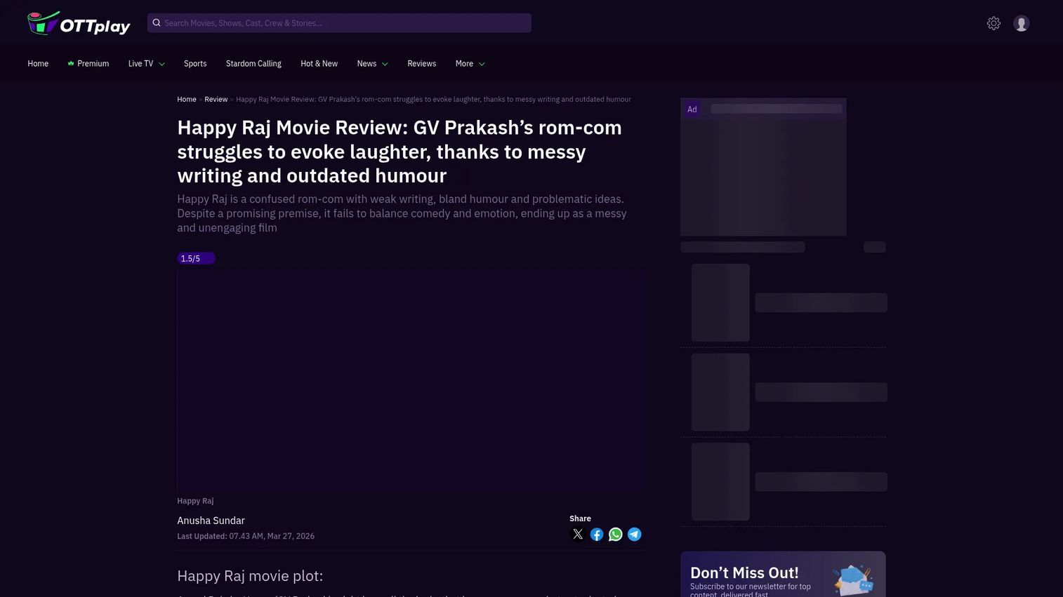 OTTplay homepage screenshot