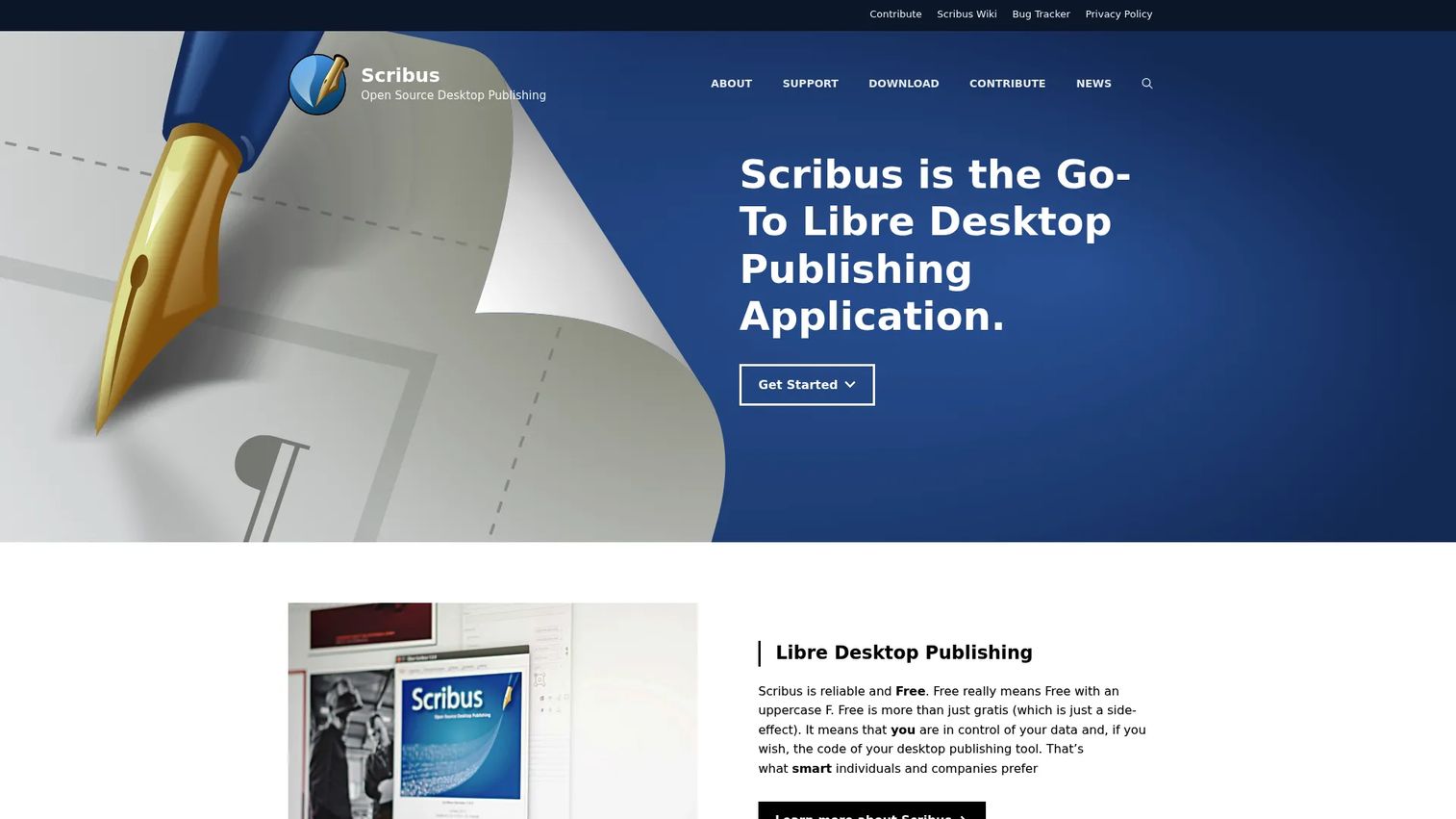 Scribus homepage screenshot