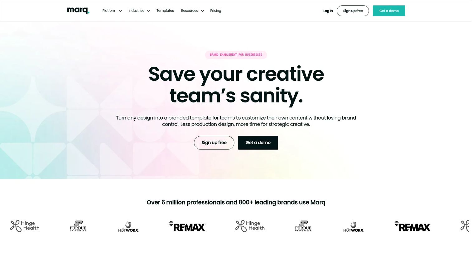 Marq homepage screenshot