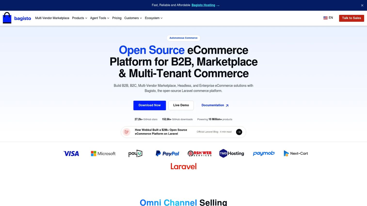 Bagisto homepage screenshot
