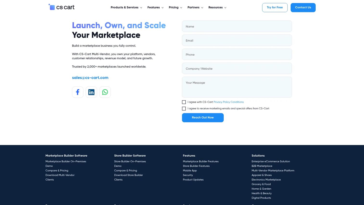 CS-Cart Multi-Vendor homepage screenshot