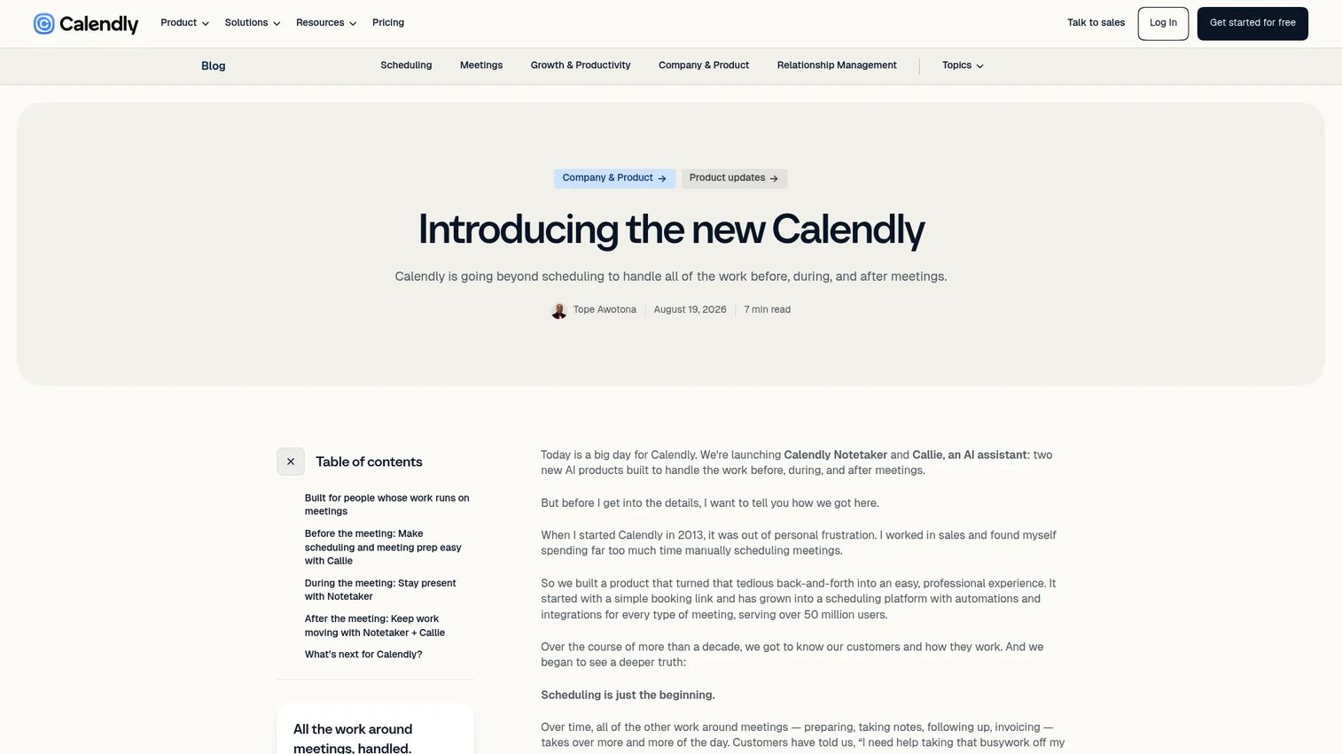 Calendly homepage screenshot