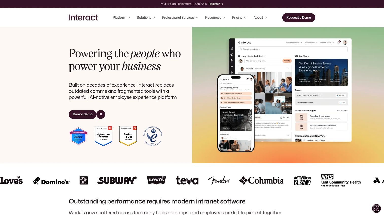 Interact homepage screenshot