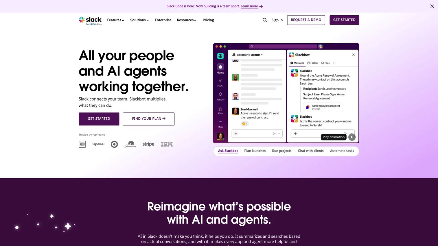 Slack homepage screenshot