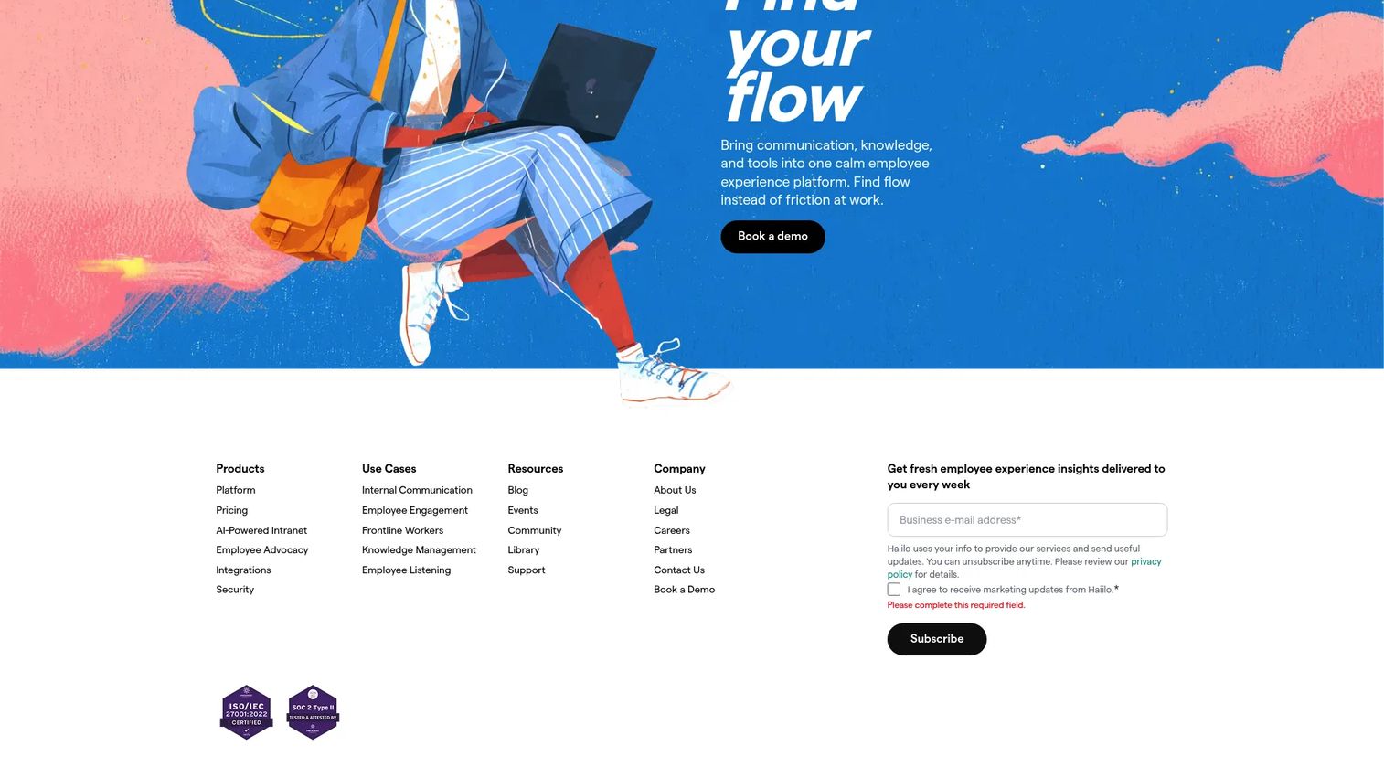 Haiilo homepage screenshot