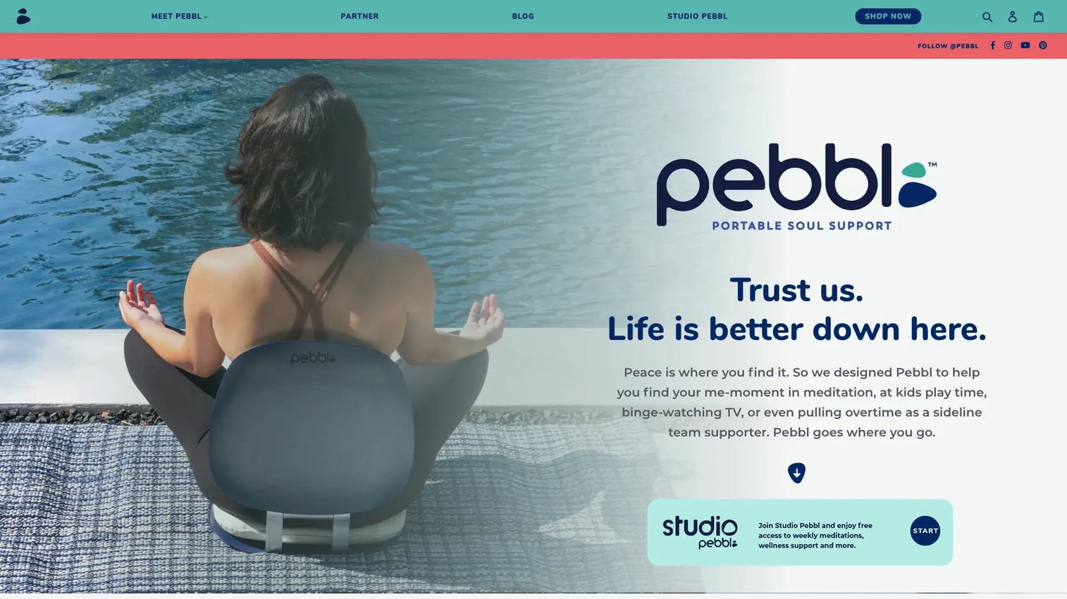 Pebbl homepage screenshot