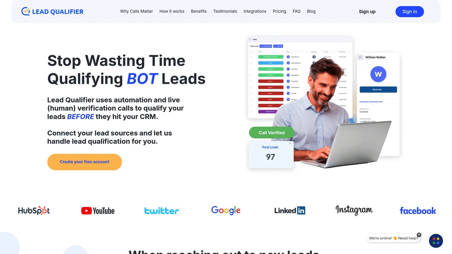Lead Qualifier homepage