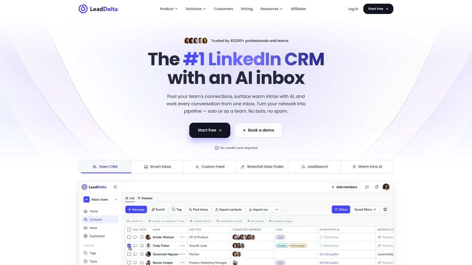 LeadDelta homepage screenshot