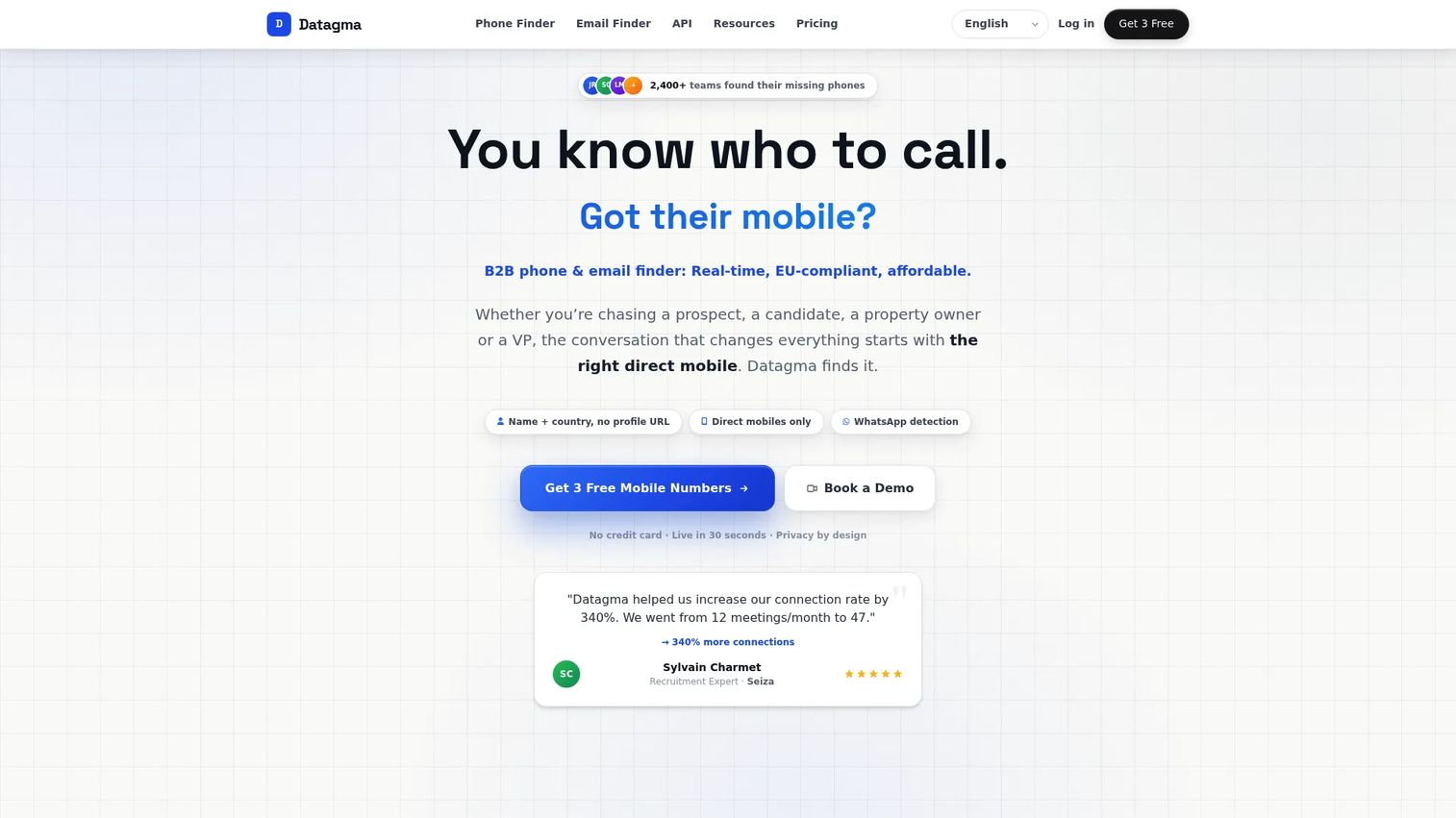 Datagma homepage screenshot