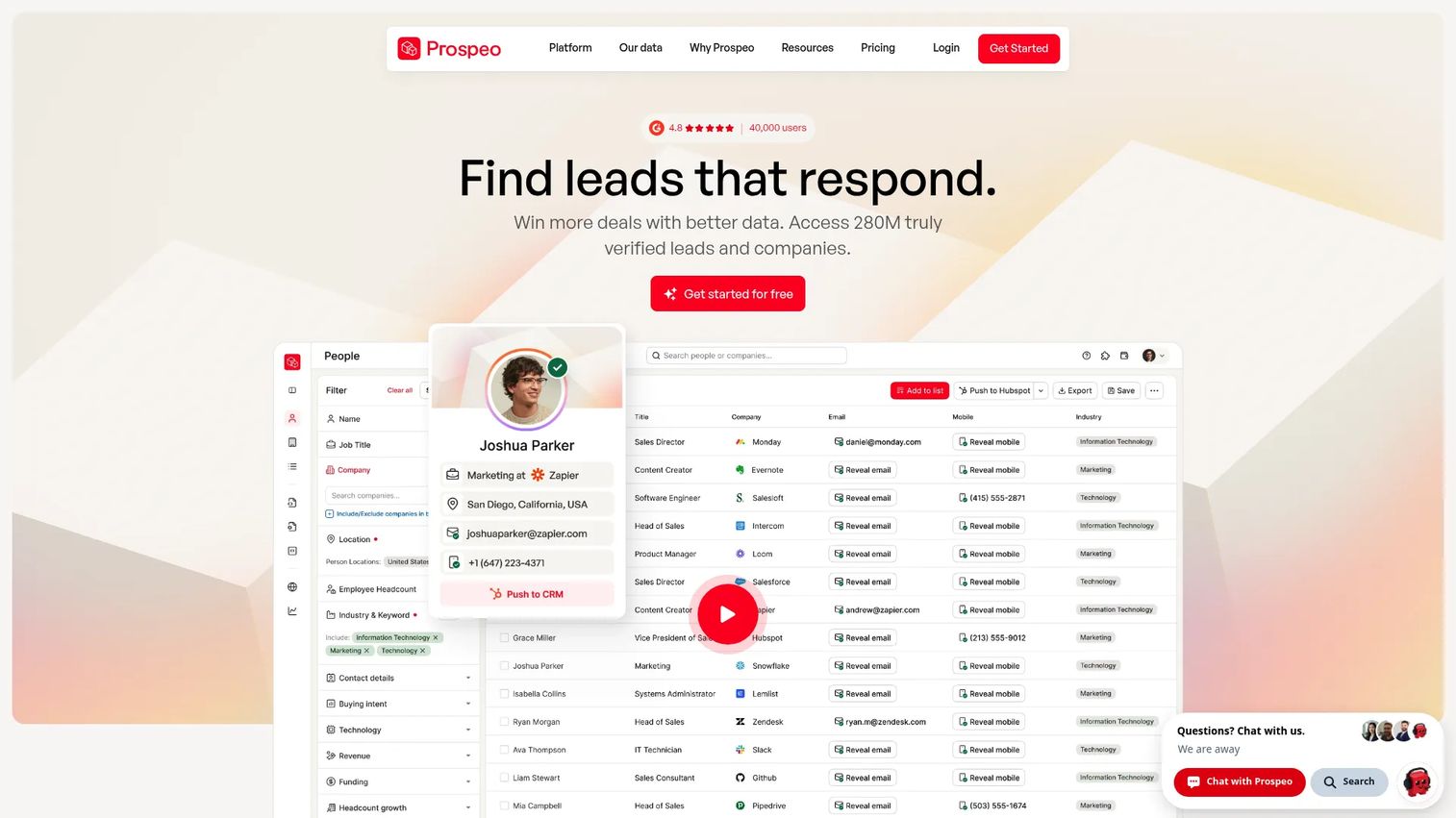 Prospeo homepage screenshot