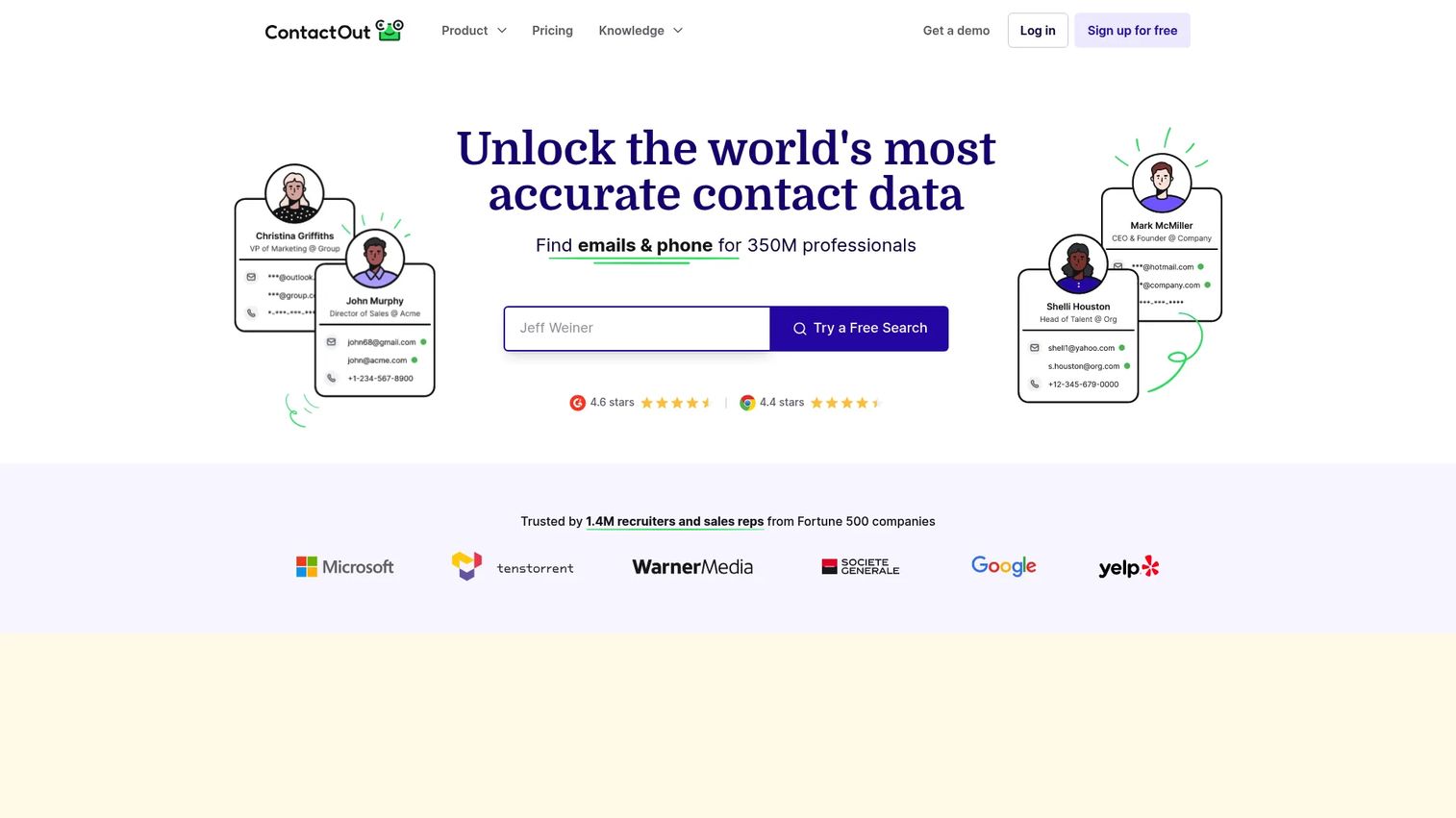 ContactOut homepage screenshot