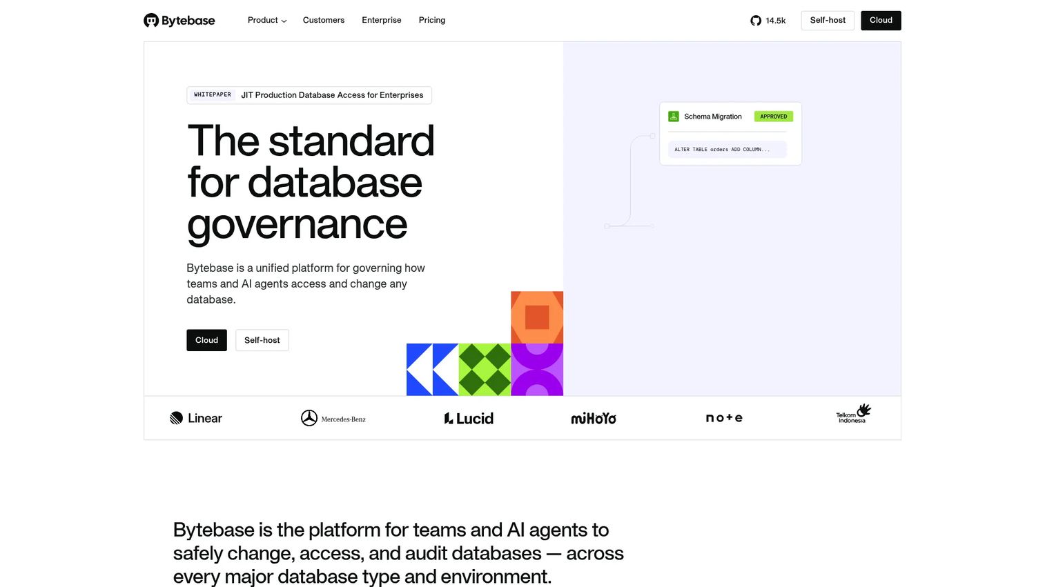 Bytebase interface for Git-based schema change review and database governance