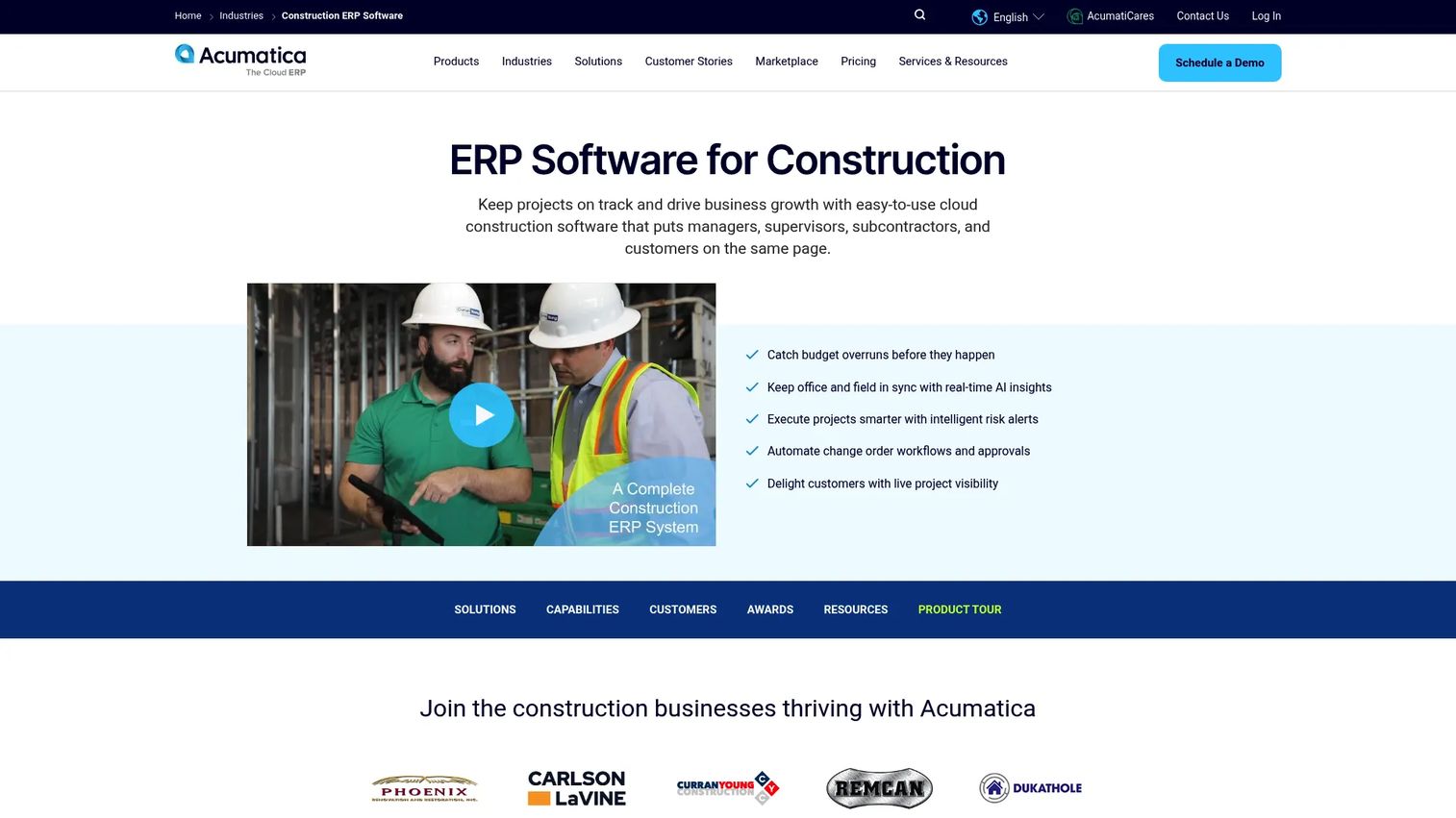 Acumatica Construction Edition ERP and project accounting dashboard