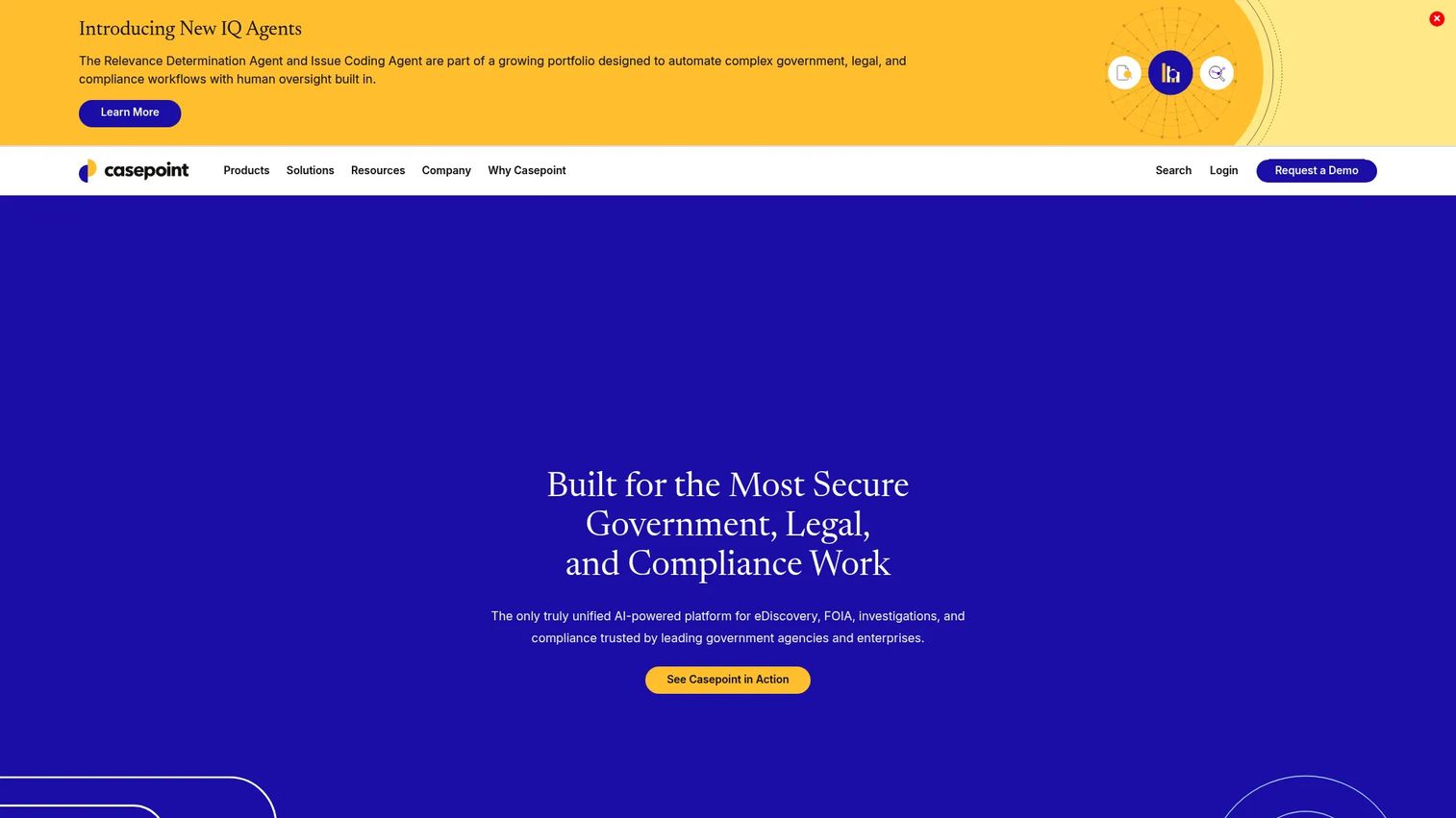 Casepoint legal hold software dashboard for preservation and collection