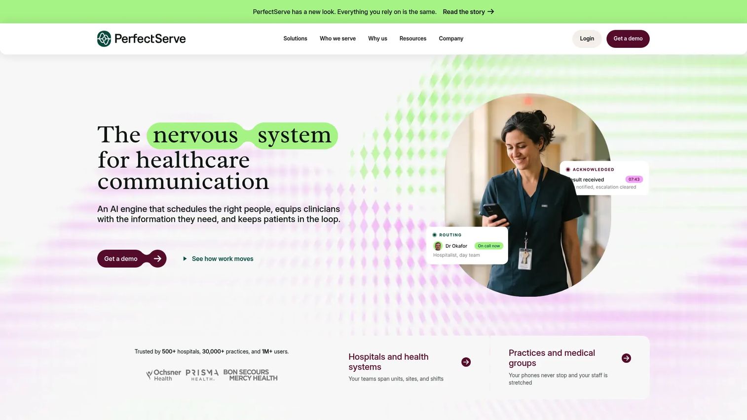 PerfectServe clinical communication and scheduling workflow