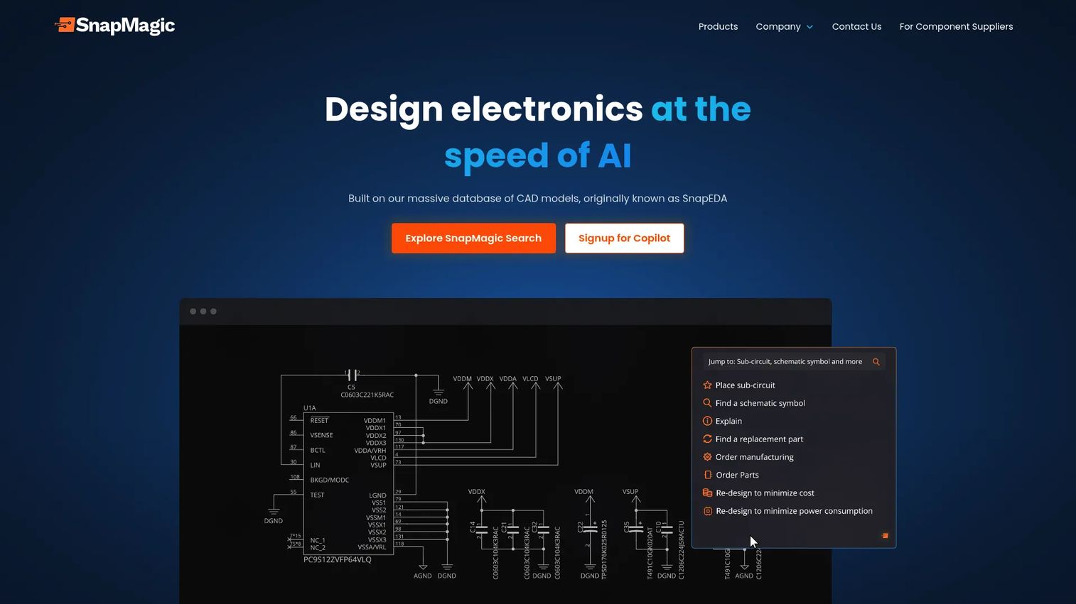SnapMagic electronics CAD library and PCB workflow