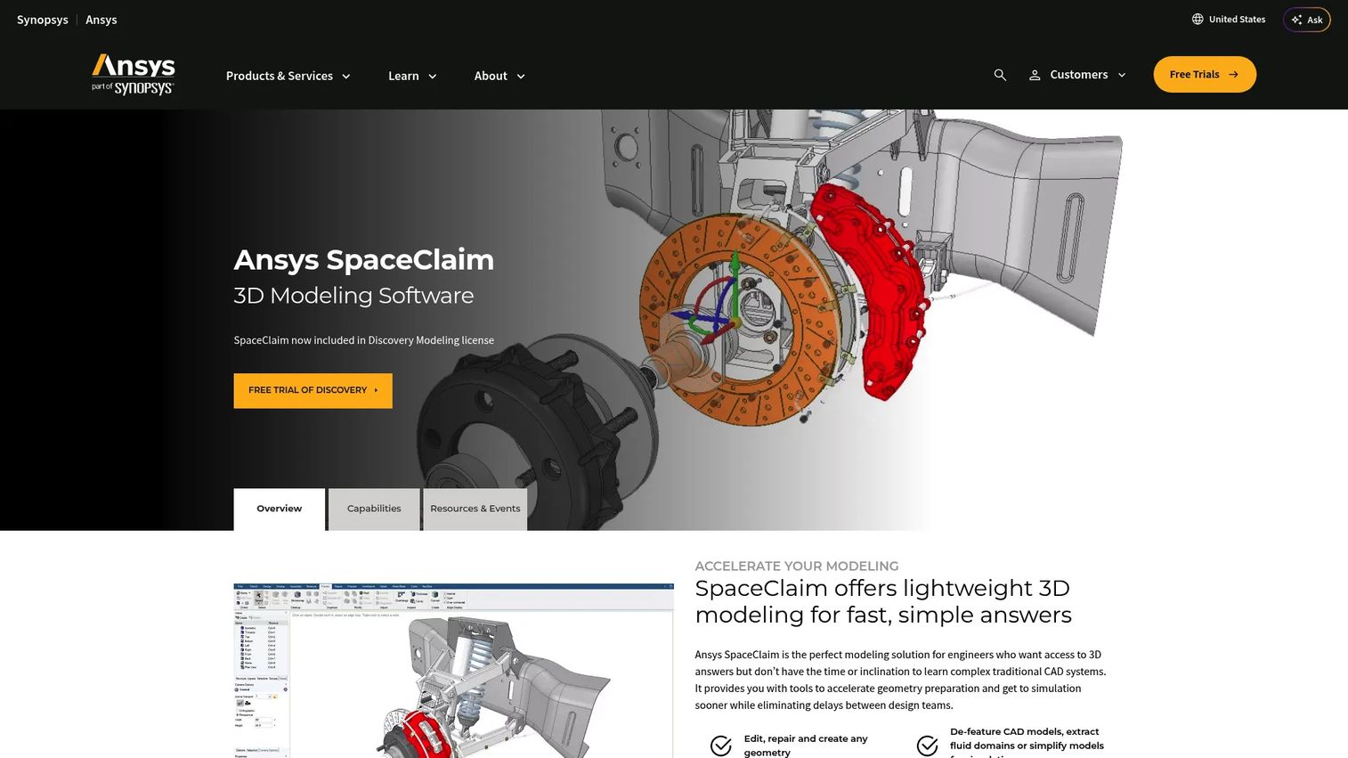 Ansys direct modeling software interface