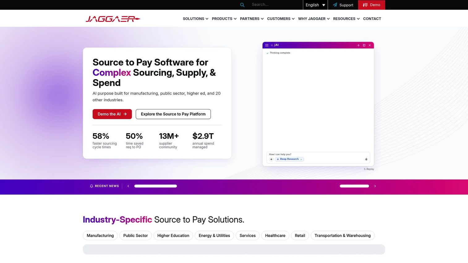 JAGGAER strategic sourcing platform for RFx events and supplier collaboration
