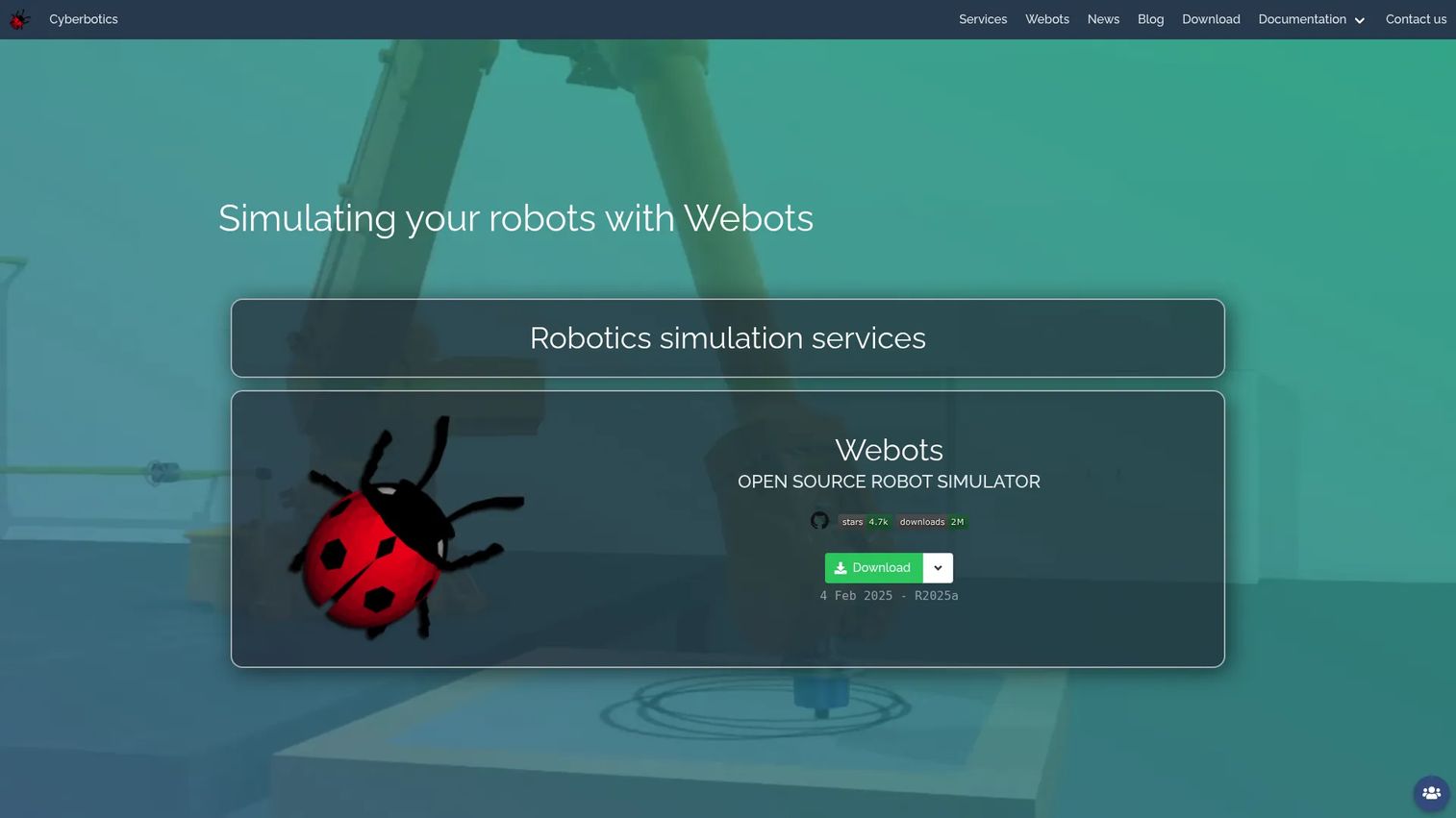 Webots robotics simulator with a mobile robot and virtual sensors