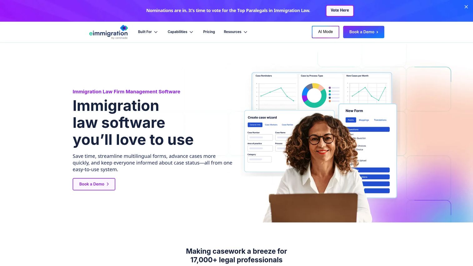 eimmigration case management and forms interface