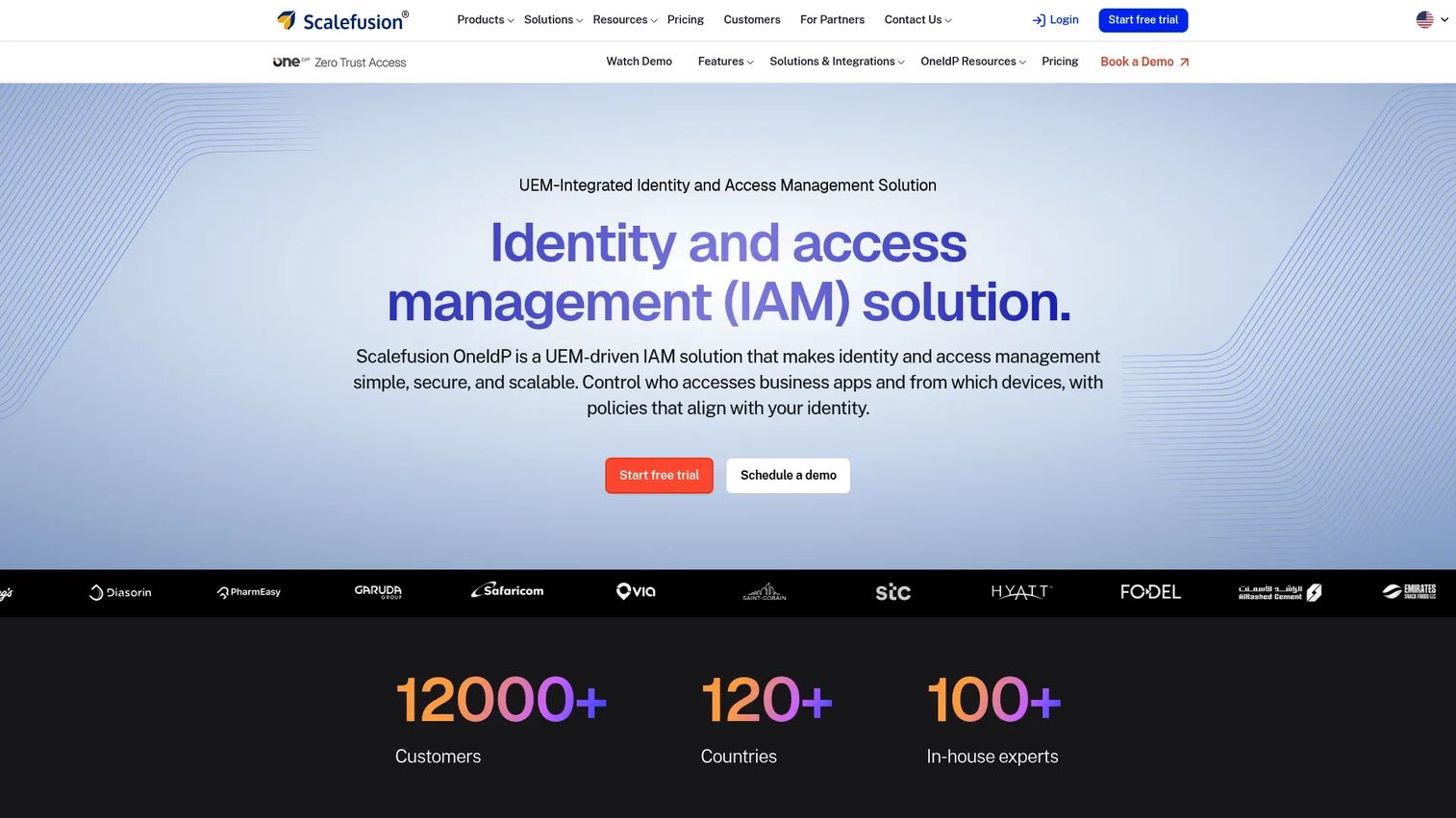 Scalefusion OneIdP console for identity and device access management.