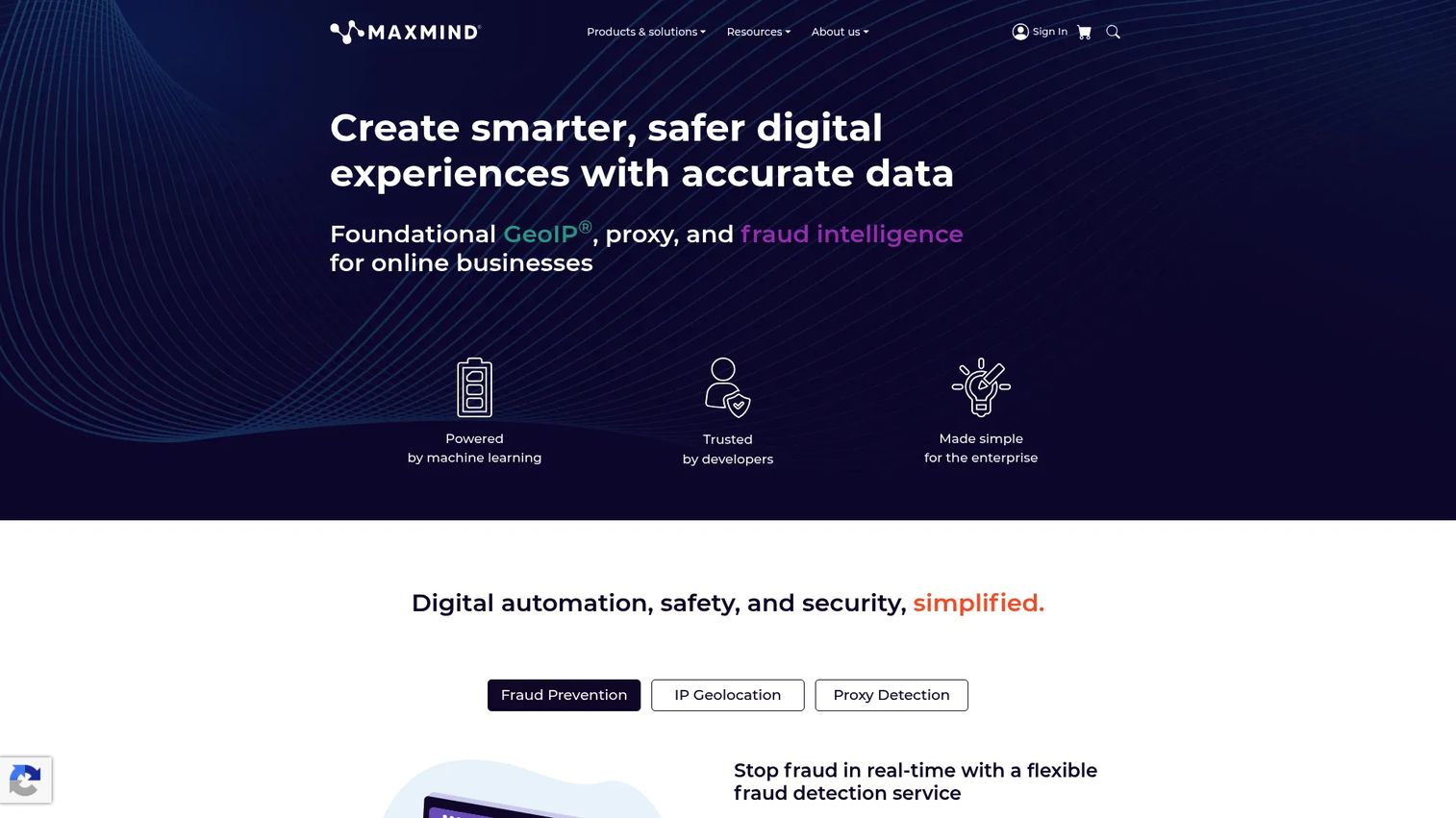 MaxMind GeoIP IP address intelligence software dashboard or logo